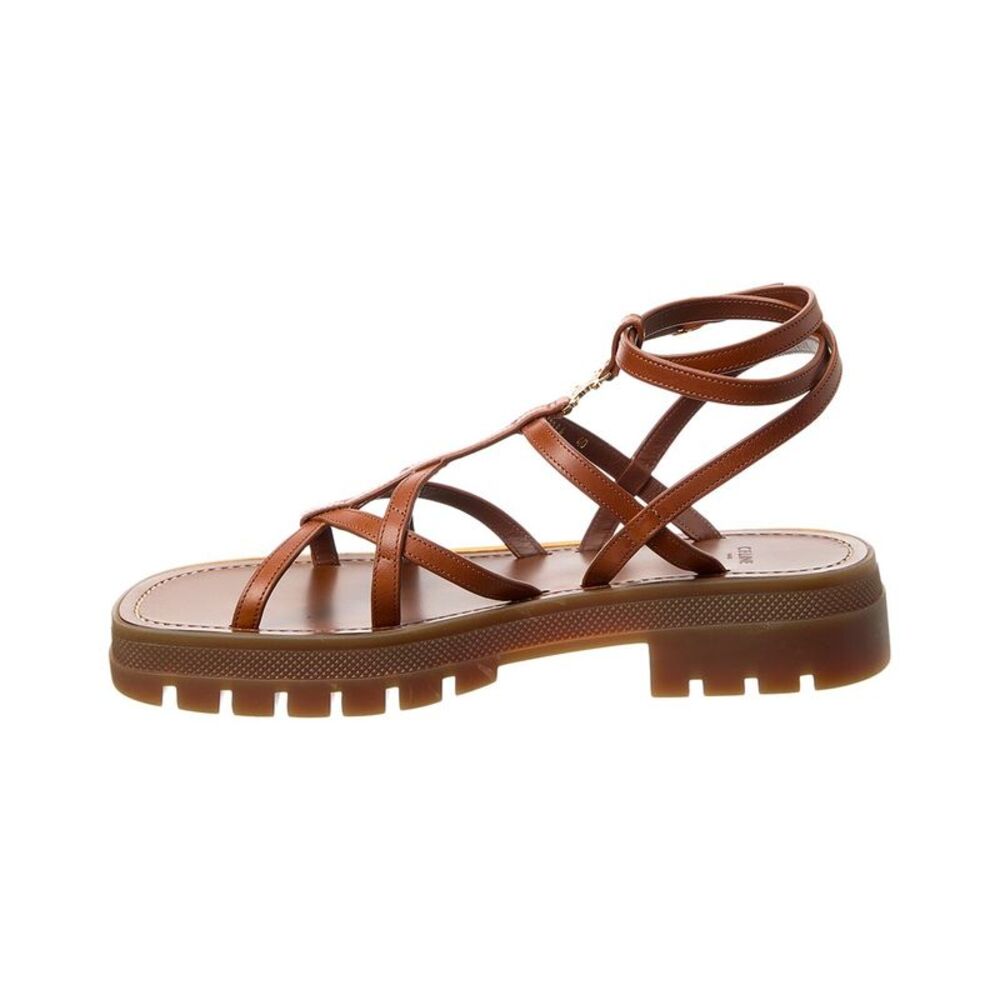Celine Clea Strappy Leather Sandal, Brown - Picture 2 of 5